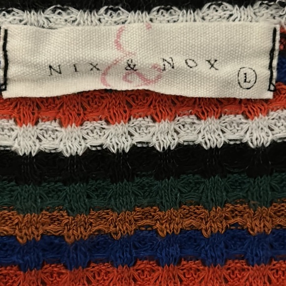Nix & Nox Multi Colored Striped Knit Cardigan Sweater 3/4 Sleeves Size Large - Picture 6 of 7